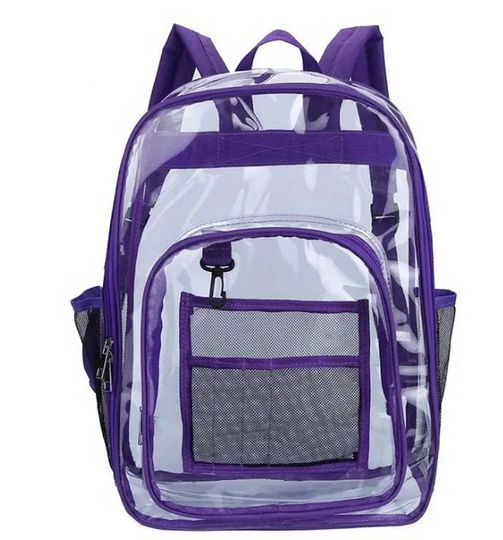 Clear Backpacks/ Clear Bookbags/ Extra pockets and hook/ Good for school/ Good for stadiums