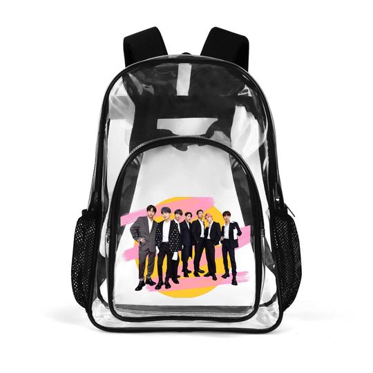 BTS OT7 Series Clear Backpack -  7 Styles! clear transparent see through bag bookbag carryall totes - Great for concerts, school, gifts!