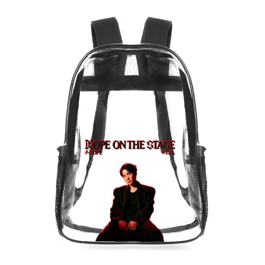 BTS Jhope On Stage Concert Clear Backpack -  Clear transparent see through bag bookbag carryall totes - Great for concerts, school, gifts!