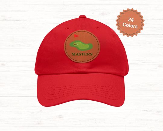 Golf Masters Cap, Dad Hat with Leather Patch - Dad Gift - Father's Day Gift
