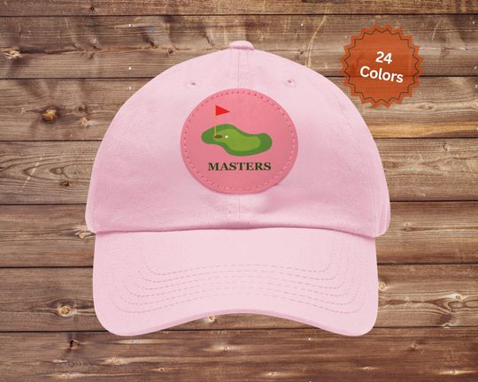 Golf Masters Cap, Dad Hat with Leather Patch - Dad Gift - Father's Day Gift