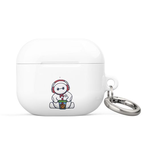 Cute Baymax with Headphones and Boba Case for AirPods Gen 3