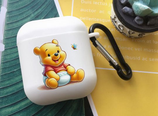 Cute Cartoon Winnie The Pooh Colorful AirPods Pro 2 Case Cover With Keychain,Custom Clear Apple Airpods Pro Pro2 1st 2nd 3rd Generation Case