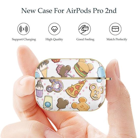 AirPods Pro 2 Case with Cute Disney Snack Print ,  Disney Snack AirPods Pro 2 Case