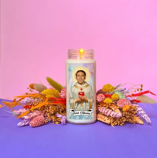 Saint Nicolas prayer scented candle | 8 oz fandom inspired soy wax devotion candle | Funny novelty gift, birthday, secret Santa gift