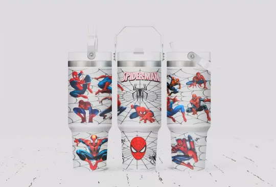 Spidey 30 Oz Flip Straw Tumbler With Handle, Personalized Gift