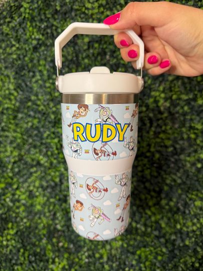 Toy Story, Woody Buzz Lightyear, Tumbler with Handle, perfect Birthday Gift, Toy Story bottle