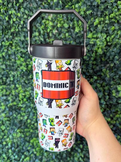 Minecraft 30oz Tumbler with Flip Handle, Gift For Kids, Back to School Gift