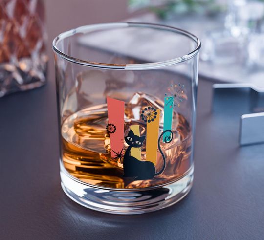 Atomic Kitschy Cat Rock Glass