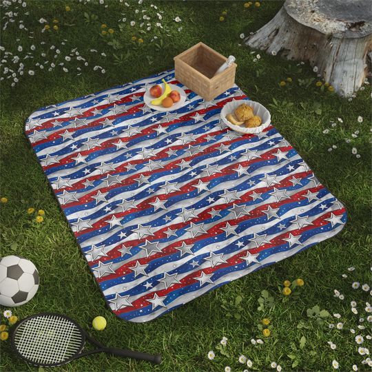 Stars & Stripes Picnic Blanket, Perfect for Patriotic Celebrations, Outdoor Gatherings, Beach Days, Camping Trips, BBQs