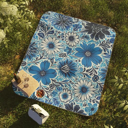 Floral Picnic Blanket - Perfect for Outdoor Adventures, Beach Days, Camping, Gardening, & Summer picnics, Vibrant Design! Mother Day