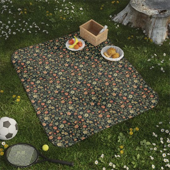 Wildflowers Picnic Blanket, Super Soft, Waterproof Washable Beach Blanket, Outdoor Blanket, Camping Blanket, Carrying strap included, 61x51