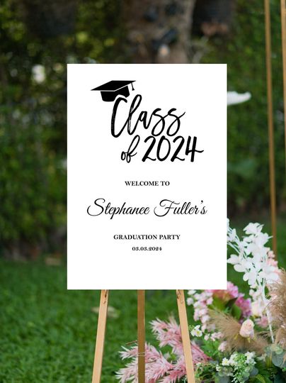 Graduation Welcome Foamboard Sign Printed Class of 2024 Grad Poster Graduate Decor School Colors Senior College Party Foam Core Board