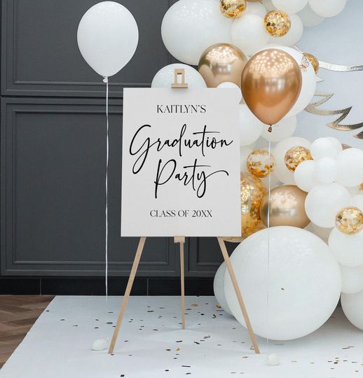 Minimal Minimalist Graduation Party Welcome Sign | Editable Elegant Graduate Party Easel Poster Foam Board