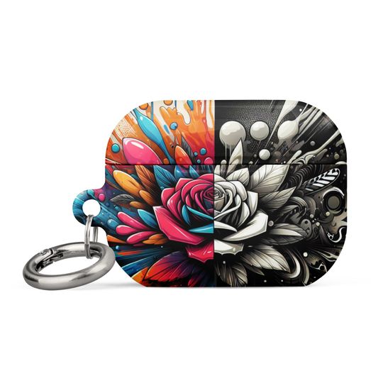 Vibrant Splash-Ink Floral AirPods Case with Carabiner, Impact-Absorbing Protective Cover for All AirPods Generations