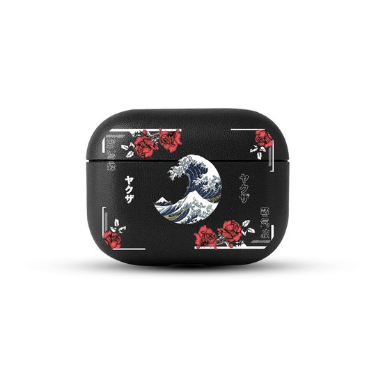 Japanese Wave AirPods Pro Eco  Case, Yakuza Rose  AirPods Cover, Aesthetic Art AirPods Case
