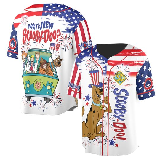 4th Of July Baseball Jersey, Scooby-doo Personalized Comfortable Short Sleeve Sports Jersey For Baseball Lovers