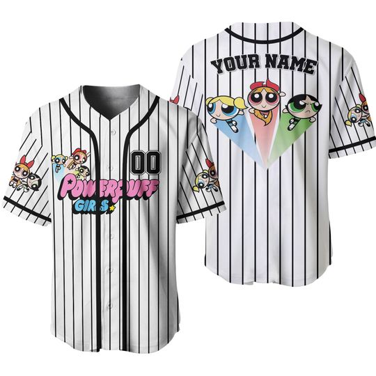 Personalize The Powerpuff Girls Jersey, Funny Powerpuff Girls 90s Cartoons, Retro Power Puff Girls Family Jersey, Birthday Gift For Fans