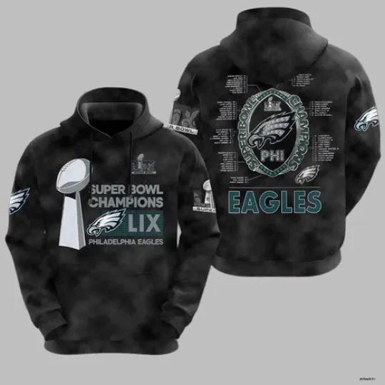 Philadelphia 2025 Super Bowl LIX Champions Rings Hoodie