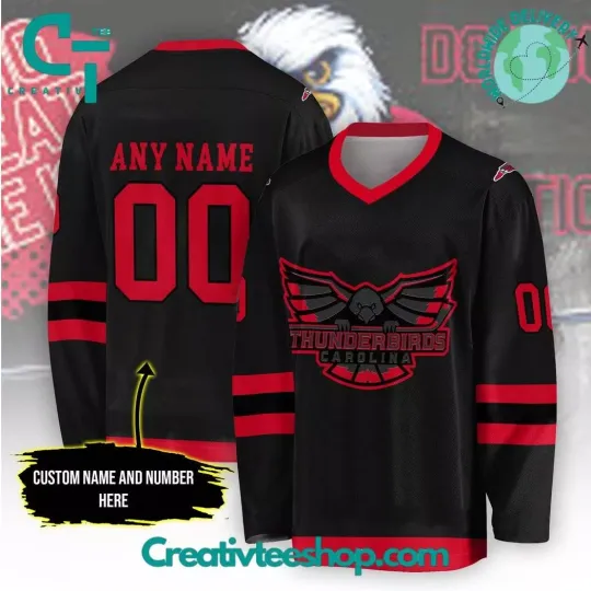 Personalized Carolina Thunderbirds 2025 Hockey Shirt Unisex Black Fan Gear Gift