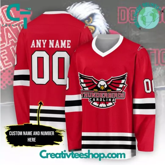 Personalized Carolina Thunderbirds 2025 Hockey Shirt Unisex Red Fan Gear Gift