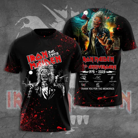 Iron Maiden Run For Your Lives World Tour 2025 Date Inspired, Licensed 3D TShirt