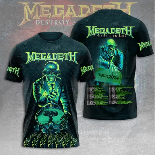 Hot Sale 2025! MEGADETH DESTROY ALL ENEMIES TOUR 2024 3D T-SHIRT, Gift For Fans