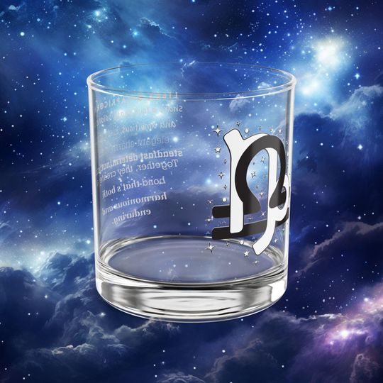 Libra Capricorn Zodiac Rocks Glass