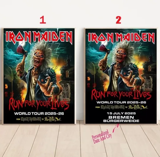 Custom Iron Maiden Run For Your Lives World Tour 2025 -  2026 Poster