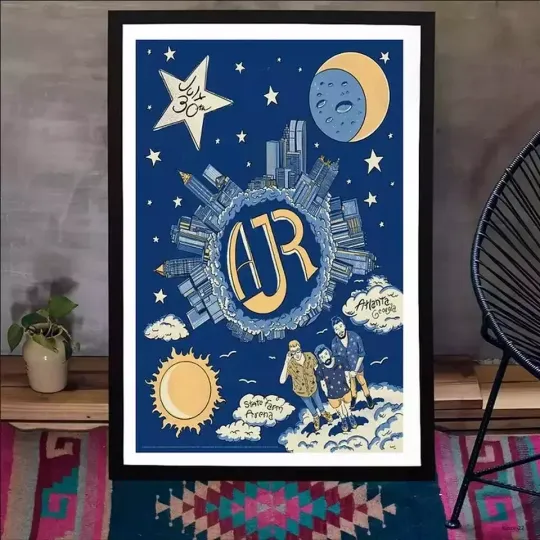 Tour Poster AJR Atlanta, GA July 30 2024 2025 Unframed Wall Art Print