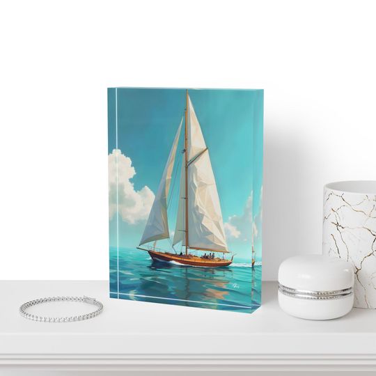 Sailing Adventure ACRYLIC PHOTO BLOCK, Accent Nautical Decor, Ocean Theme Art, Gift for Sailors, Beach House Decor, Unique Home Accent