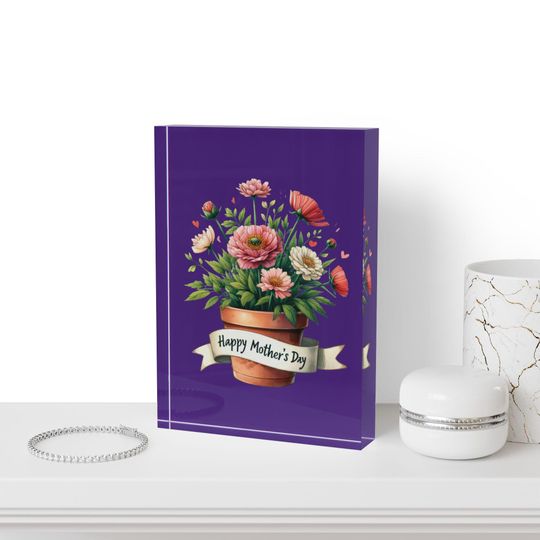Floral Photo Block | Mother's Day Decor, Home Gift, Wall Art, Floral Display, Personalized Keepsake