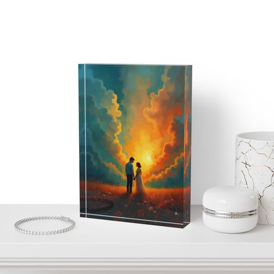 The Reunion ACRYLIC PHOTO BLOCK, Unique Wedding Gift, Accent Home Table Decor, Couple's Keepsake, Anniversary Present, Engagement Gift