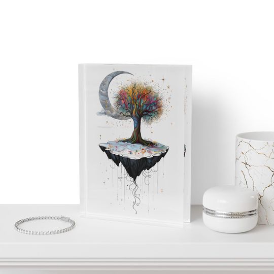 Artistic Photo Block Display, Vibrant Tree Design, Home Decor, Gift for Art Lovers, Unique Wall Art, Nature Inspired Decor