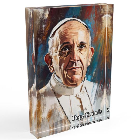Pope Francis Acrylic Photo Block | Perfect Gift for Catholics | 5" x 7" Religious Home Decor, Inspiring Vertical Display