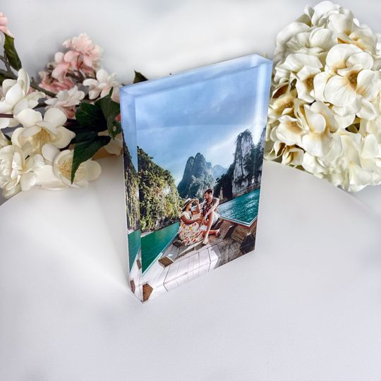 Personalized Photo Print, Acrylic Picture Frame, Gift For Her, New Husband And Wife Wedding Gift Christmas Gift Glass Photo Block