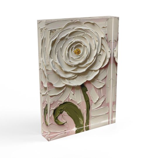 Floral Photo Block Display, Home Decor, Gift for Her, Mother's Day Gift, Floral Art, Photo Block