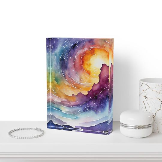 Vibrant Photo Block Art Display, Colorful Wall Decor, Unique Gift Idea, Home Decor Inspiration, Galaxy Theme Decoration