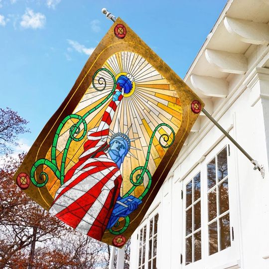 Statue Of Liberty Stained Glass Flag, Liberty Flag, American Flag, Statue Flag, Patriotic Flag, Liberty Statue Flag