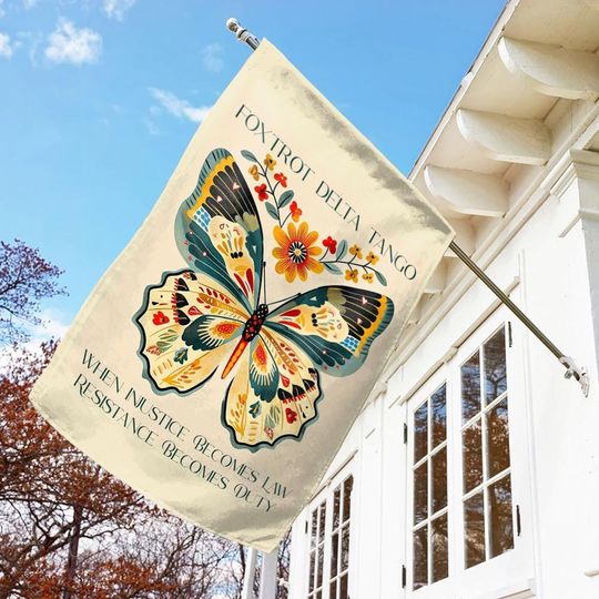 Subtle Anti-Trump Garden Flag, FDT Yard Flag, Democrat Feminist Banner, When Injustice Becomes Law Resistance Becomes Duty Decor