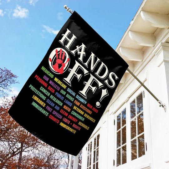 Hands Off Protest Flag, Double Sided, Resist Hate Flag, Anti-Trump Flag, Women's Rights Flag, Resist Racism Flag, Resist Fascism Flag