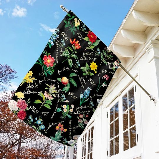 Subtle F*ck Trump Floral Garden Flag, Butterly Fuck Trump Flower Design Yard Banner, Anti Trump Sign, Anti Maga Democrat Garden Flag