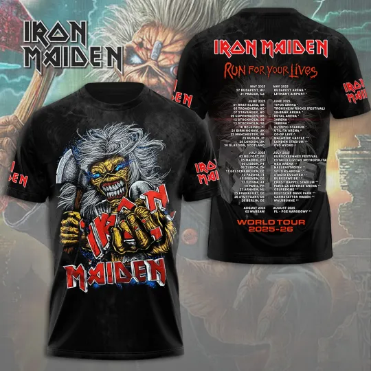 Iron Maiden Inspired Run For Your Lives World Tour 2025 – Licensed 3D T-Shirt