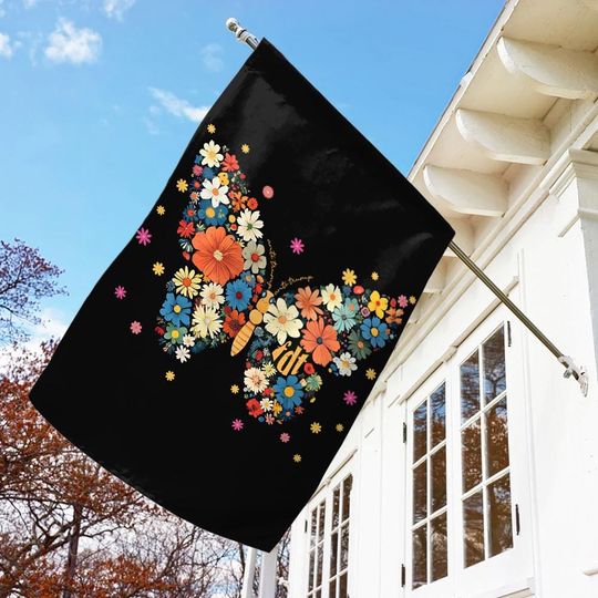 8647 Subtle Anti-Trump Floral Garden Flag/Butterfly FDT Yard Banner/Resist Racism Yard Decor/Anti-MAGA Political Protest Outdoor Flag