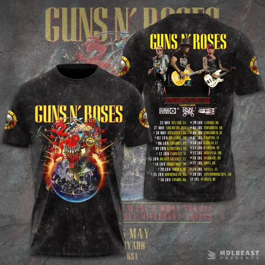 Guns N Roses 2025 Tour 3D T-Shirt – Licensed & Exclusive Rock Band Tee S-5XL M29