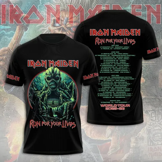 Discover Iron Maiden Run For Your Lives World Tour 2025 –  50th Anniversary Licensed 3D