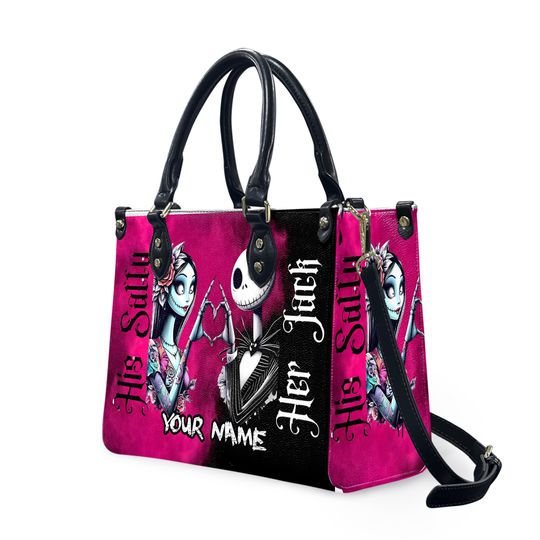 Jack & Sally New Desgin Custom Leather Hand, Cute HandBag, Gift For Girlfriend