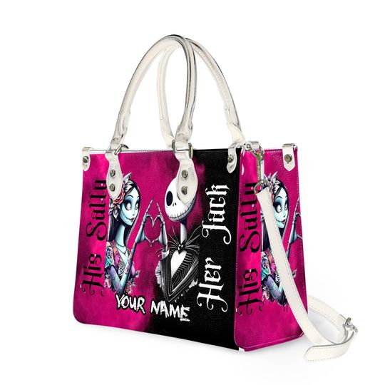 Jack & Sally New Desgin Custom Leather Hand, Cute HandBag, Gift For Girlfriend