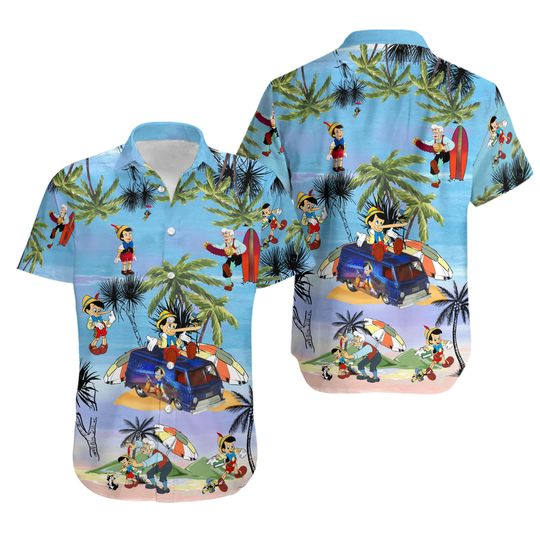 Pinocchio Hawaiian Shirt, Disney Pinocchio Button Shirt