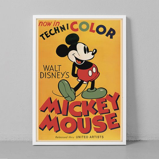 Mickey Mouse Vintage Disney Poster, Disney Poster